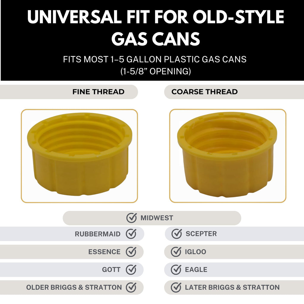 Mr Yellow Cap Gas Can Spout Replacement Kit - 2pack Universal Leakproof Angle Gas Can Nozzles Old Style & Vent Kit, Rigi