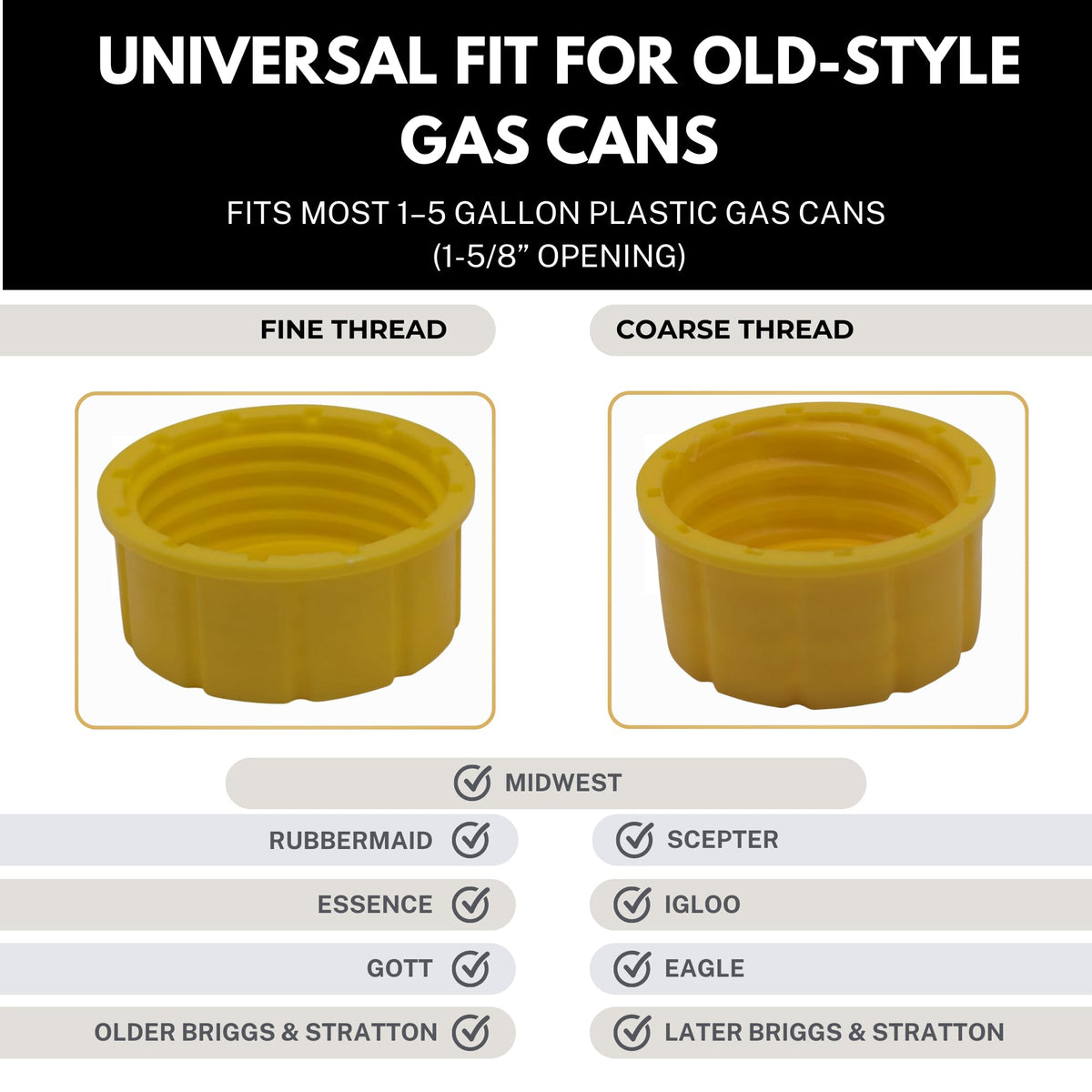 Mr Yellow Cap Gas Can Spout Replacement Kit - 2pack Universal Leakproof Angle Gas Can Nozzles Old Style & Vent Kit, Rigi