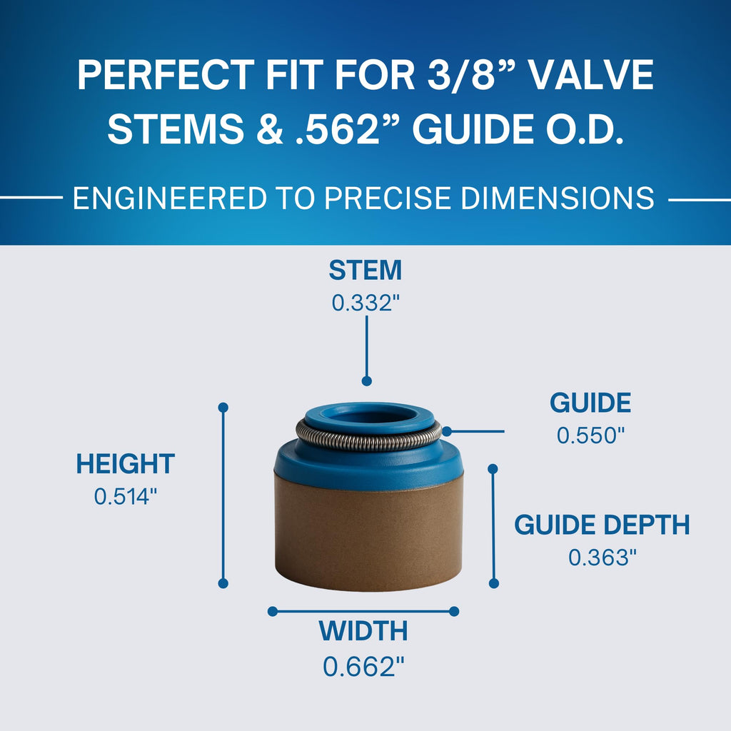 SSI 16pcs, Rubber Positive Valve Stem Seal - 3/8" Valve Stem and a .562"