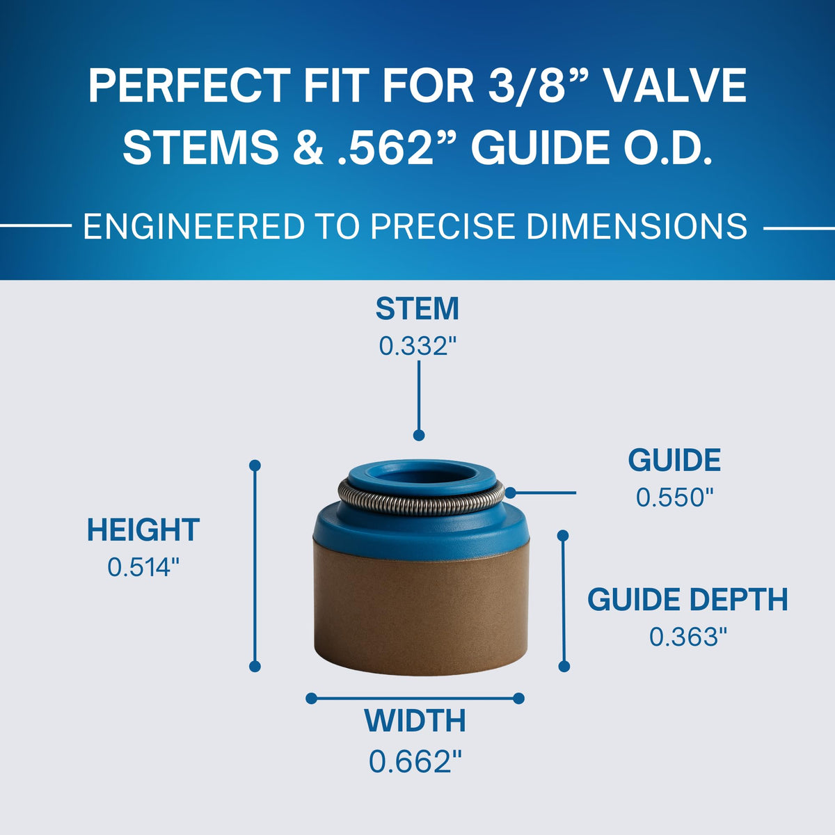 SSI 16pcs, Rubber Positive Valve Stem Seal - 3/8" Valve Stem and a .562"