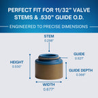 Street Sport Industries 16pcs Rubber Positive Valve Stem Seal - Fits an 11/32" Valve Stem and a .530" Guide O.D., Valve 
