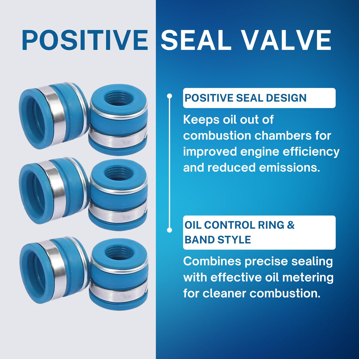 Street Sport Industries Rubber Positive Valve Stem Seal - Fits an 11/32" Valve Stem and a .500" Guide O.D., Valve Seals 