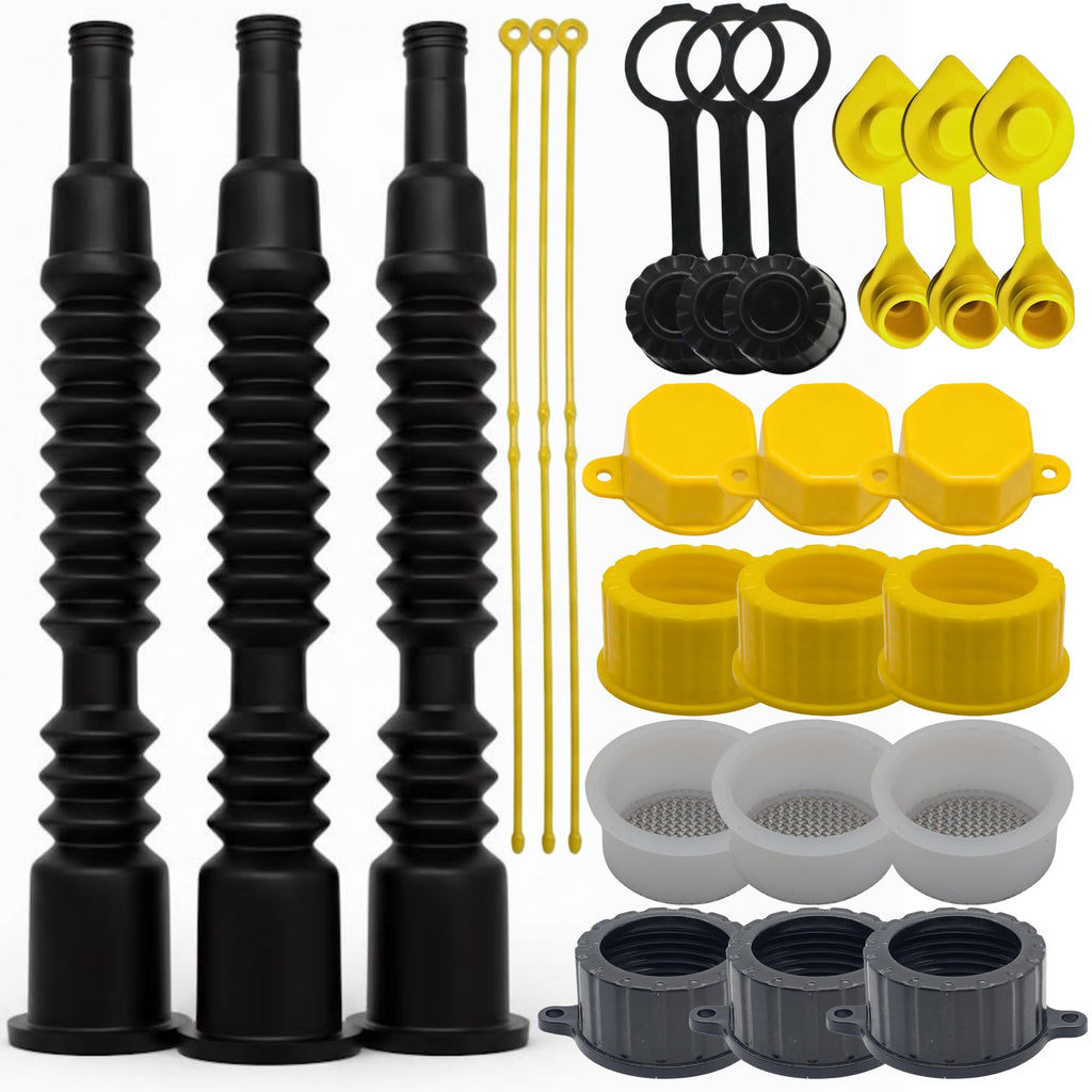 Mr. Yellow Cap Flexible Gas Can Spout Replacement Kit - UPGRADED Anti-Spill Gas Can Nozzle Replacement Fits 1 to 5 Gallo