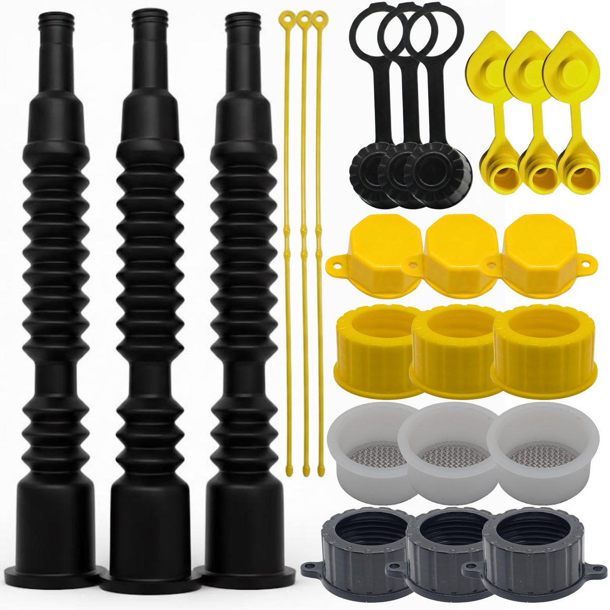 Mr. Yellow Cap Flexible Gas Can Spout Replacement Kit - UPGRADED Anti-Spill Gas Can Nozzle Replacement Fits 1 to 5 Gallo