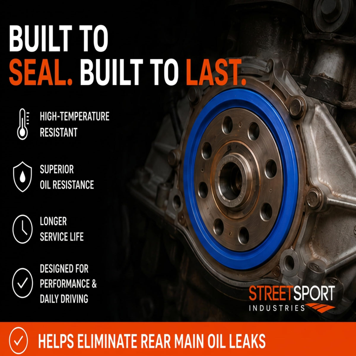 SSI Rear Main Crankshaft Seal for Honda B16A Engine; Silicone Seal, 1 Pack