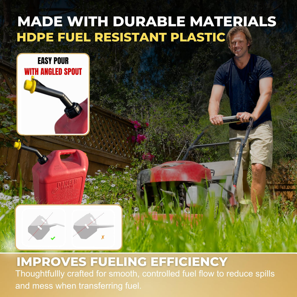 Mr. Yellow Cap 4 - Fuel Gas Can Jug Spouts Nozzles, Rings & 1 Vent for