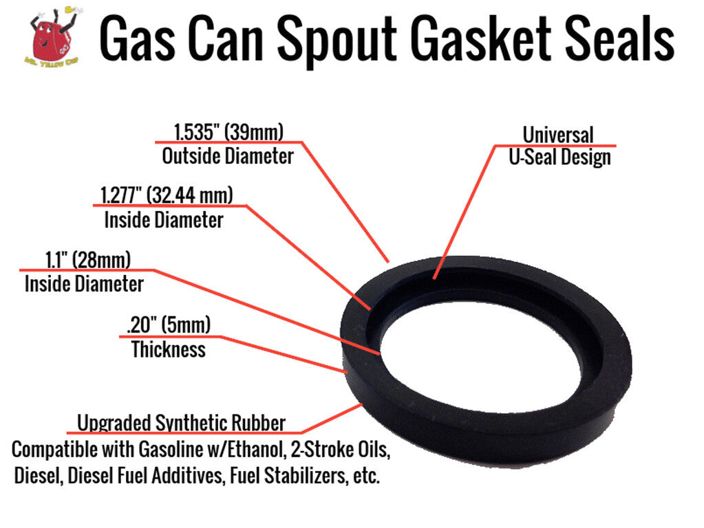 Mr. Yellow Cap Gas Can Spout Rubber Gaskets - Fits Blitz, Gott, Rubbermaid, Wedco, Scepter, Eagle